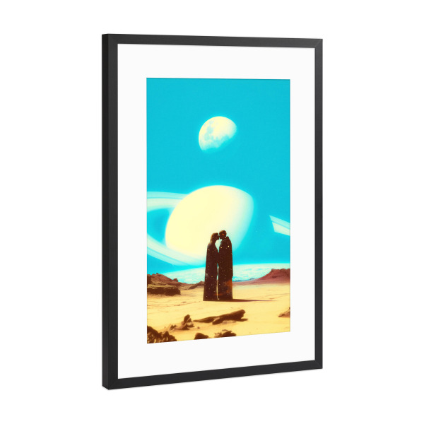 Poster mit Rahmen Schwarz (Metallic) "Sich auf dem Mars verlieben" artboxONE - Menschen,Liebe,Für Mama,Galaxy