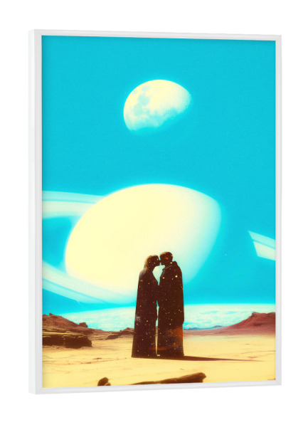 Poster mit weißem Rahmen "Sich auf dem Mars verlieben" artboxONE - Menschen,Liebe,Für Mama,Galaxy