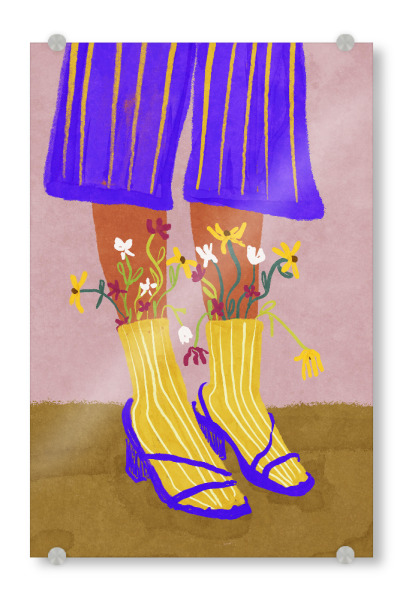 Acrylglasbild "Modische Socken mit Blumen" artboxONE - Floral,Abstrakt,Fashion,Für Mama,Lustig