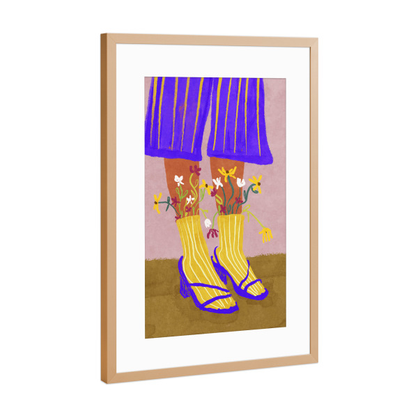 Poster mit Rahmen Kupfer "Modische Socken mit Blumen" artboxONE - Floral,Abstrakt,Fashion,Für Mama,Lustig