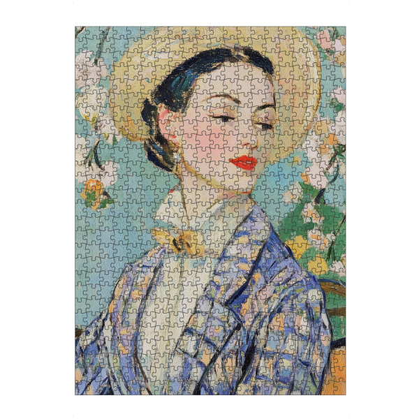 Puzzle Ravensburger "Frau trägt Tweedjacke" artboxONE - Natur,Floral,Abstrakt,Menschen,Fashion - Frau,Frauenporträt,Mode,Jacke,Tweedjacke