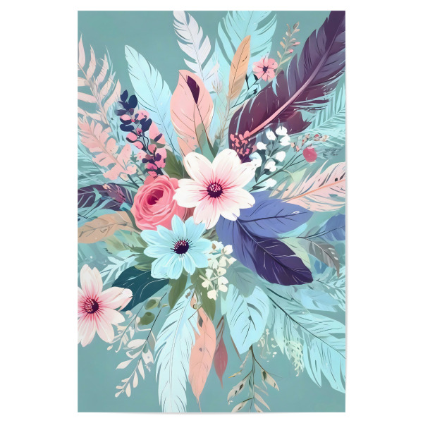 Poster "Puderblaue Blüte" artboxONE - Floral - Blau,Geblümt,Blühen,Botanisch,Pastell,Jahrgang,Blumen,Frühling,Winter,Böhmisch,Boho,Gedämpft,Pflanzen