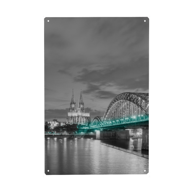 Holzbild "Kölner Dom am Abend monochrom" artboxONE - Städte / Köln,Schwarzweiß,Architektur