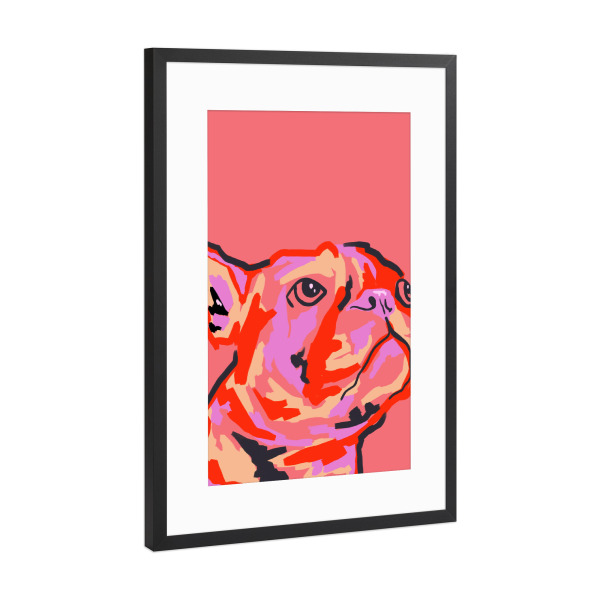 Poster mit Rahmen Schwarz (Metallic) "Pawsitiv geflickt" artboxONE - Tiere