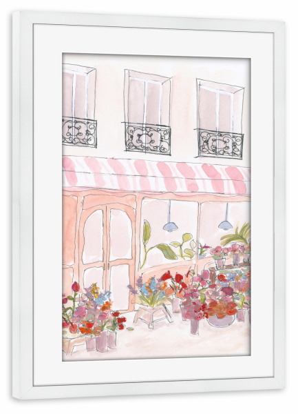 Poster mit Rahmen weiß "Blumenladen" artboxONE - Floral,Architektur,Städte / Paris,Für Mama