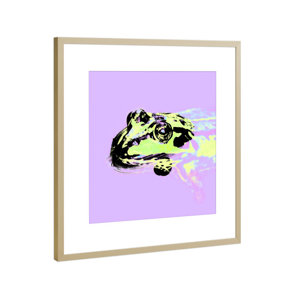 Poster mit Rahmen Gold "Frog Pop Art" artboxONE - Tiere