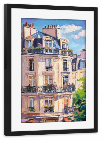 Poster mit Rahmen schwarz "Paris im blauen Himmel" artboxONE - Reise,Essen & Trinken,Abstrakt,Städte / Paris,Fashion