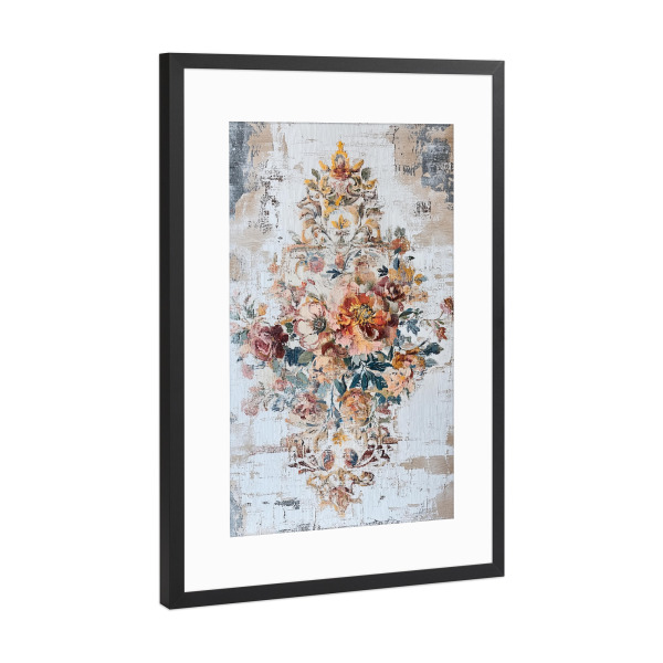 Poster mit Rahmen Schwarz (Metallic) "Antike beton Malerei" artboxONE - Natur,Floral,Abstrakt