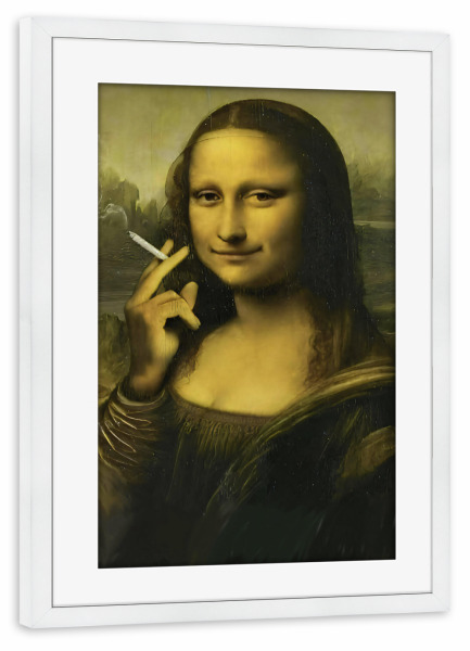 Poster mit Rahmen weiß "Mona Smoke" artboxONE - Menschen,Lustig
