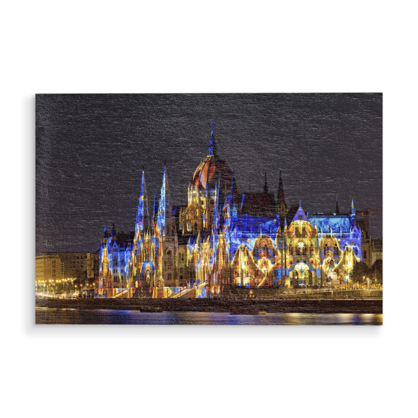 Holzbild "Ungarische Parlament" artboxONE - Architektur - Budapest,Ungarn,Parlament,Donau,Blaue donau