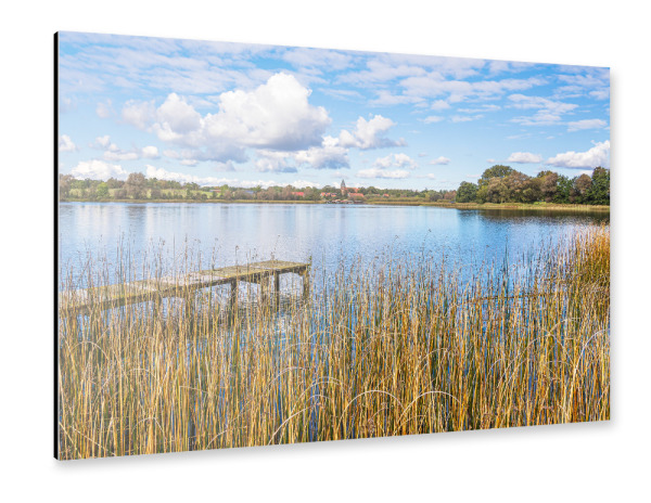 Alu-Dibond "Schilf und Steg in Serrahn" 30x20 cm artboxONE