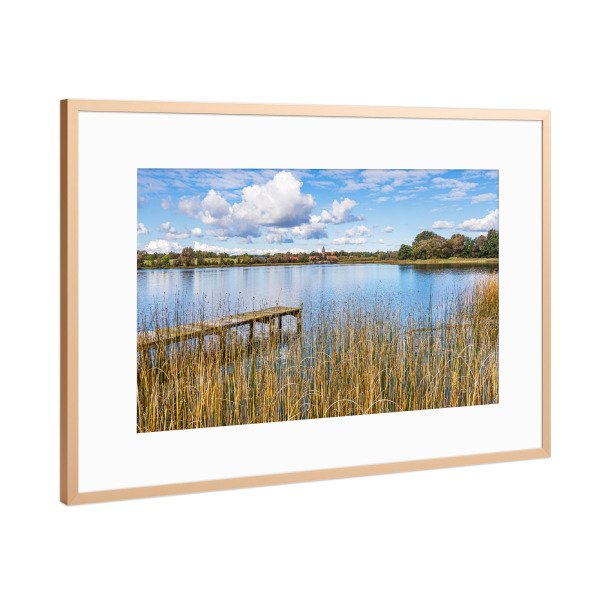 Poster mit Rahmen Kupfer "Schilf und Steg in Serrahn" artboxONE - Natur,Reise