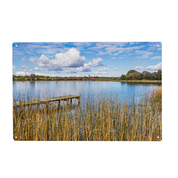 Metall Poster "Schilf und Steg in Serrahn" artboxONE - Natur,Reise