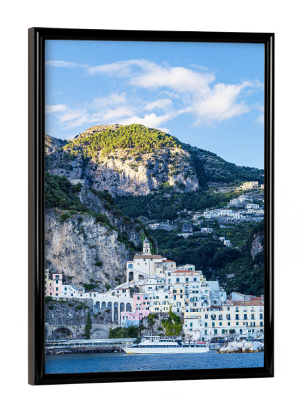 Poster mit schwarzem Rahmen "Amalfi und Berge" artboxONE - Natur,Reise,Architektur,Reise / Strand und Meer,Reise / Länder