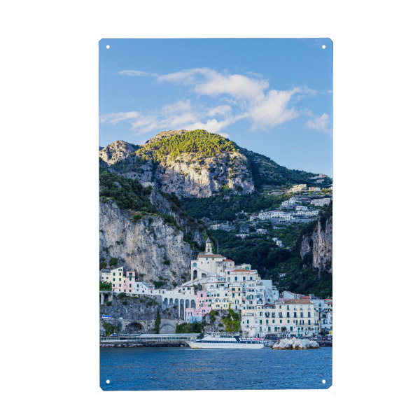 Metall Poster "Amalfi und Berge" artboxONE - Natur,Reise,Architektur,Reise / Strand und Meer,Reise / Länder