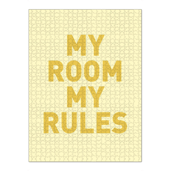 Puzzle Ravensburger "My Room my Rules - Schild Gelb" artboxONE - Typografie,Für Kinder,Menschen,Lustig
