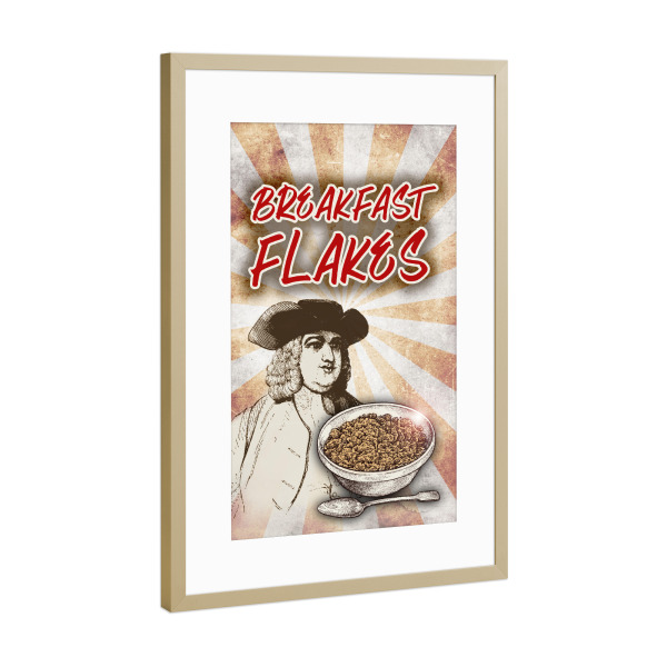 Poster mit Rahmen Gold "Breakfast Flakes" artboxONE - Essen & Trinken