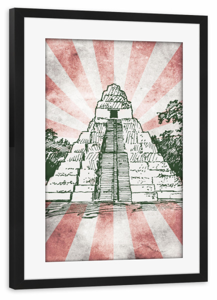Poster mit Rahmen schwarz "Maya Pyramide" artboxONE - Reise,Architektur,Reise / Länder