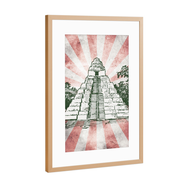 Poster mit Rahmen Kupfer "Maya Pyramide" artboxONE - Reise,Architektur,Reise / Länder