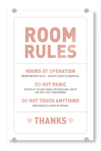 Acrylglasbild "Teenager Zimmerschild (Apricot)" artboxONE - Typografie,Für Kinder,Menschen,Lehrersprüche,Lustig