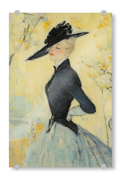 Acrylglasbild "Frauenporträt mit schwarzem Hut" artboxONE - Abstrakt,Menschen,Fashion