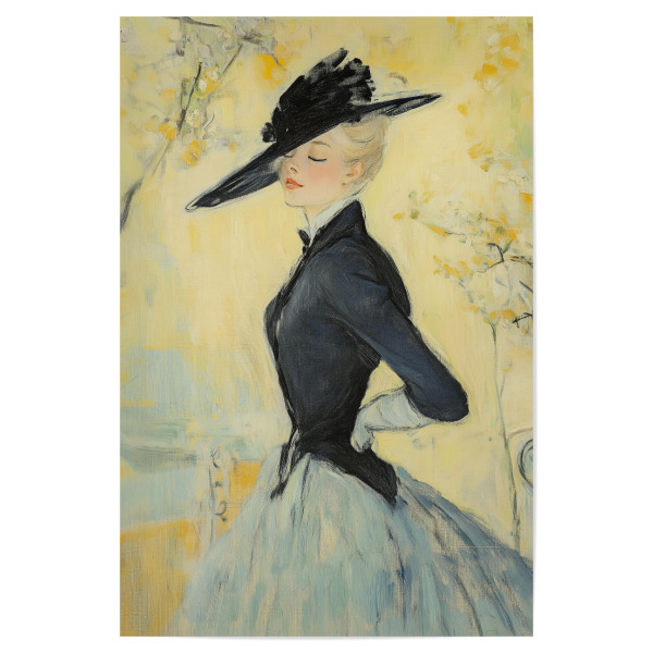 Poster 30x20 cm "Frauenporträt mit schwarzem Hut" artboxONE - Abstrakt,Menschen,Fashion