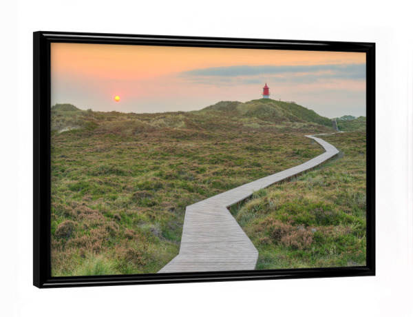 Poster mit schwarzem Rahmen "Quermarkenfeuer auf Amrum" artboxONE - Natur,Reise,Reise / Strand und Meer