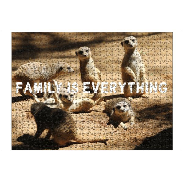 artboxONE Puzzle "Erdmännchen Family is everything" artboxONE - Typografie,Für Kinder,Tiere,Liebe,Lustig