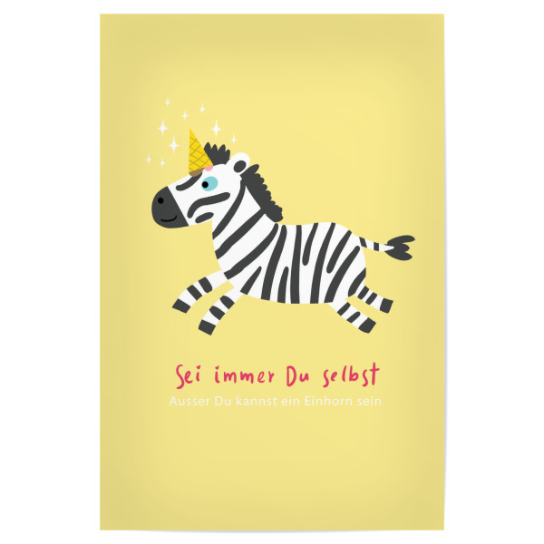 Poster "Einhorn Zebra" artboxONE - Für Kinder,Tiere,Lustig