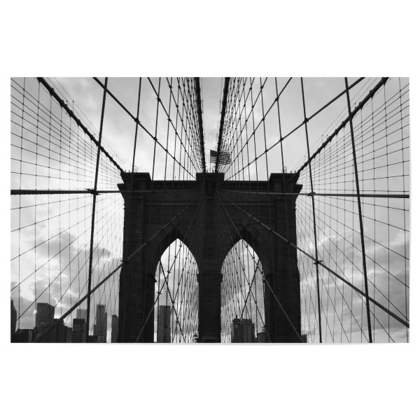 Poster 30x20 cm "Die Brooklyn Bridge" artboxONE - Städte / New York,Reise,Schwarzweiß,Architektur,Reise / Länder