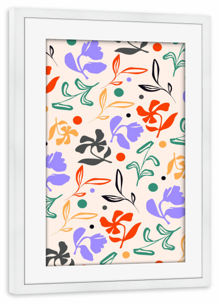 Poster mit Rahmen weiß "Doodle-Garten" artboxONE - Floral