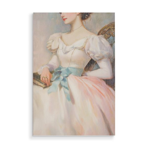 Holzbild "Viktorianisches Kleid" artboxONE - Film,Menschen,Liebe,Fashion,Für Mama - Viktorianisches kleid,Feminin,Weiblich,Dame,Blaues band