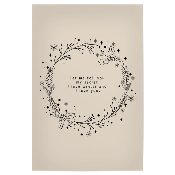 Poster 30x20 cm "Ich liebe den Winter" artboxONE - Typografie,Floral,Liebe,Weihnachten