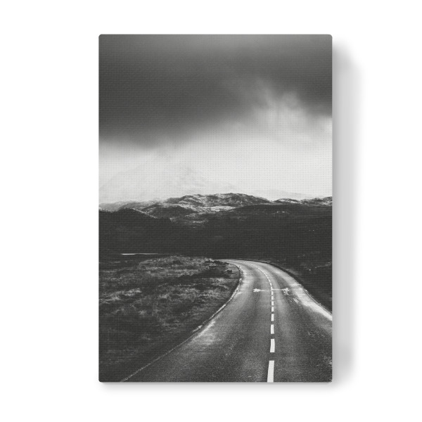 Leinwandbild "Moody highlands" artboxONE - Natur,Reise,Schwarzweiß,Reise / Länder - Scotland,Road,Straße,Schottland,Schwarzweiß,Monochrome,Moody