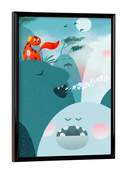 Poster mit schwarzem Rahmen "Bergwesen im Winter" artboxONE - Natur,Für Kinder,Tiere,Fiktion