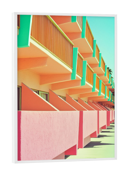 Poster mit weißem Rahmen "Palm Springs Retro Hotel Flair" artboxONE - Architektur,Geometrie,Reise / Länder