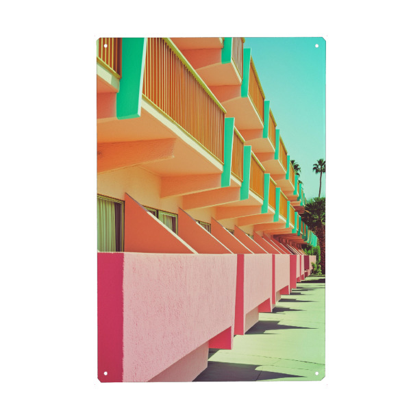 Metall Poster "Palm Springs Retro Hotel Flair" artboxONE - Architektur,Geometrie,Reise / Länder