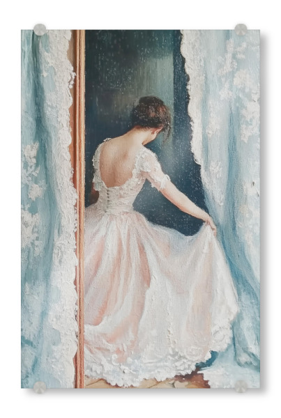 Acrylglasbild "Frau trägt hellrosa Kleid" artboxONE - Abstrakt,Liebe,Fashion - Hochzeitskleid,Hochzeit,Hochzeitstag,Frau,ölgemälde