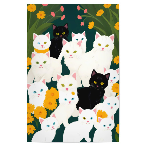 Poster 30x20 cm "Katzen-Treffengruppe" artboxONE - Tiere
