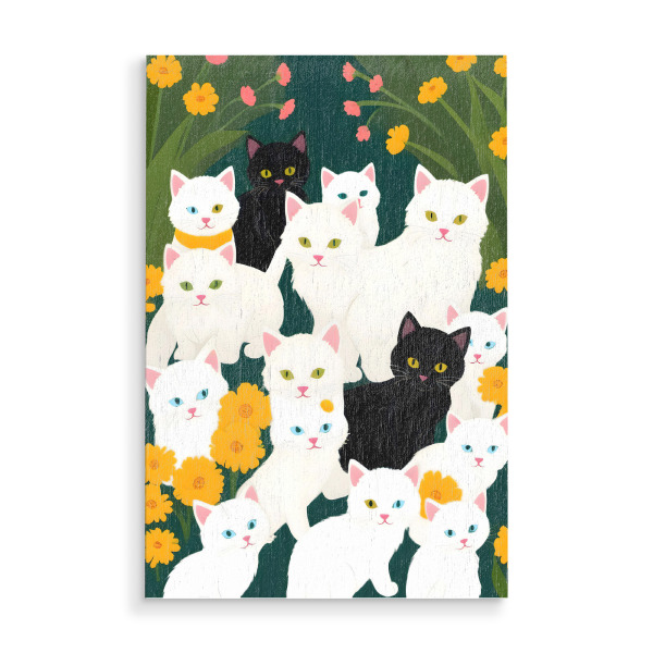 Holzbild "Katzen-Treffengruppe" artboxONE - Tiere