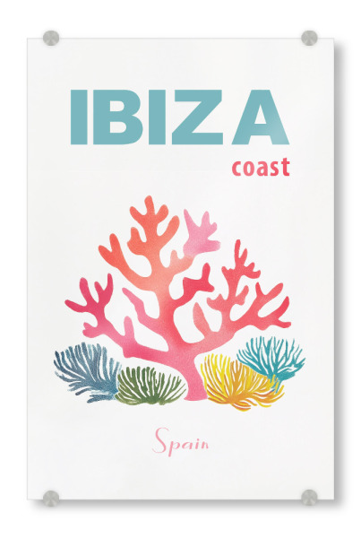Acrylglasbild "Maritime Ibiza Küste" artboxONE - Typografie,Natur,Reise / Strand und Meer