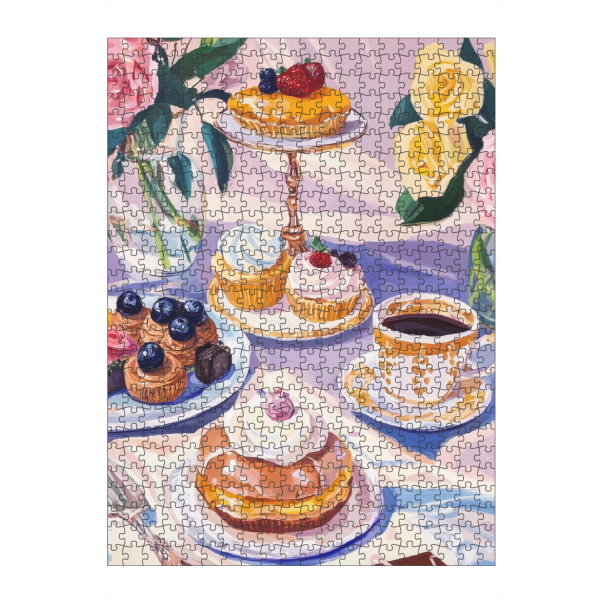 Puzzle Ravensburger "Nachmittagstee-Set" artboxONE - Floral,Essen & Trinken,Abstrakt - Nachmittagstee,Bäckerei,Essen,Essen und trinken,Kaffee,Café