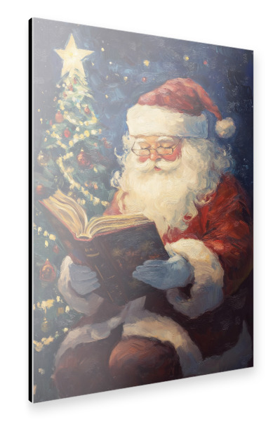 Alu-Dibond "Der Weihnachtsmann liest ein Buch" 30x20 cm artboxONE