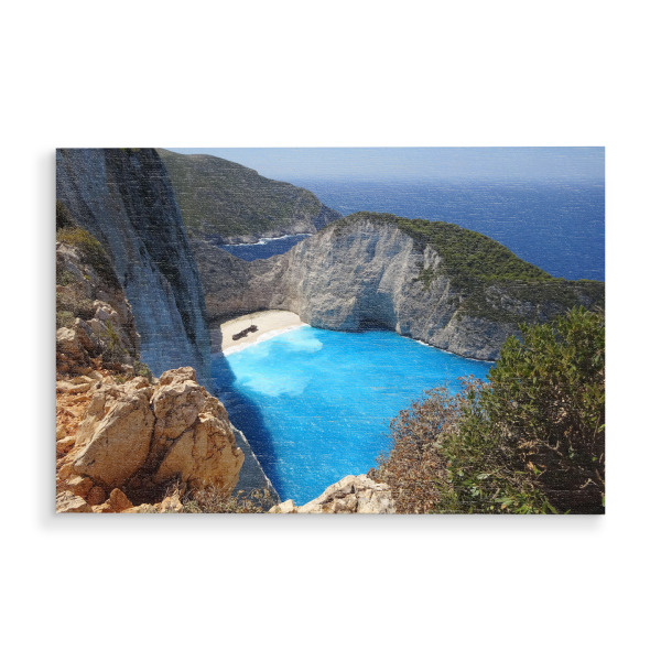 Holzbild "The Shipwreck Beach @ Zakynthos" artboxONE - Natur,Reise,Reise / Strand und Meer,Reise / Länder
