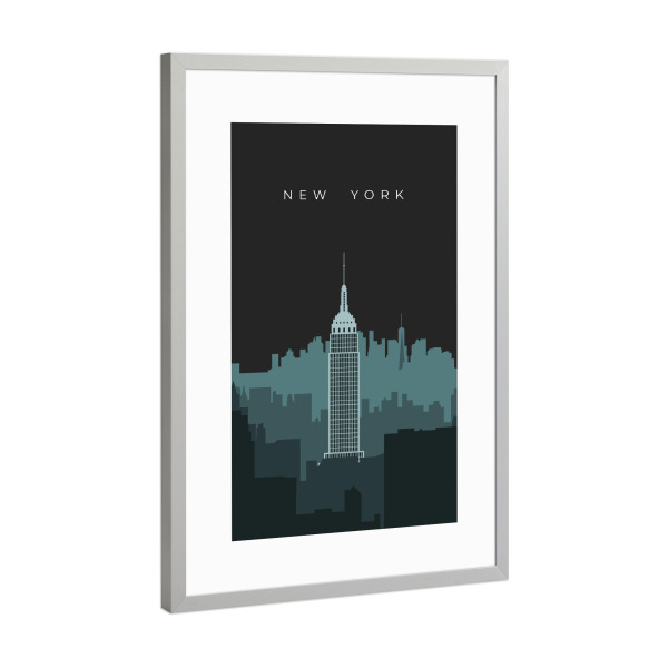 Poster mit Rahmen Silber "New York - Skyline" artboxONE - Städte / New York,Reise,Architektur,Reise / Länder