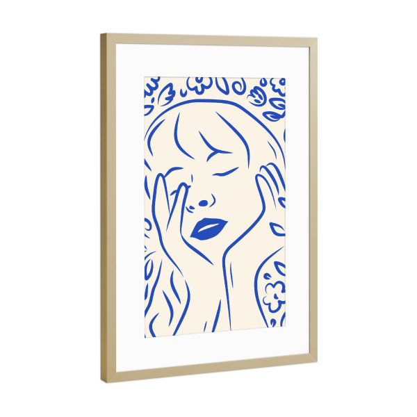 Poster mit Rahmen Gold "Sanfter Blumentraum" artboxONE - Floral,Menschen,Für Mama