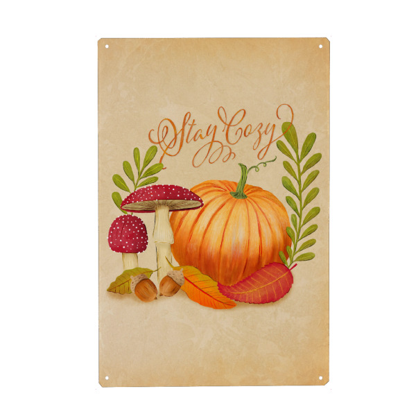 Metall Poster "Hab es kuschelig - Herbststimmung" artboxONE - Typografie,Natur,Floral