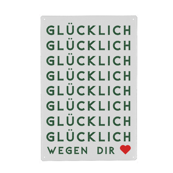 Metall Poster "Glücklich wegen Dir" artboxONE - Typografie,Für Kinder,Liebe,Weihnachten