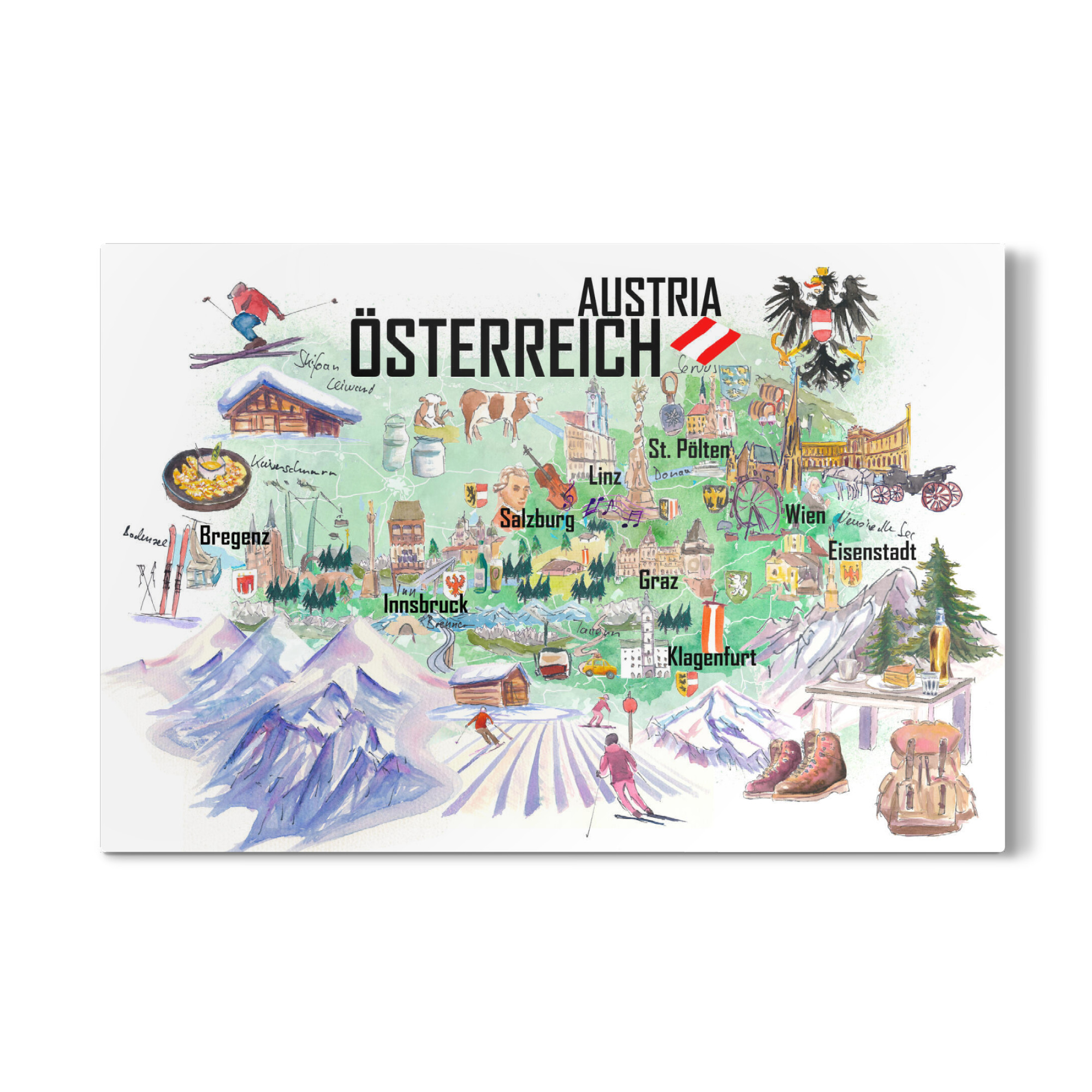 Galerie-Print "Österreich Illustrierte Karte" 75x50 cm artboxONE