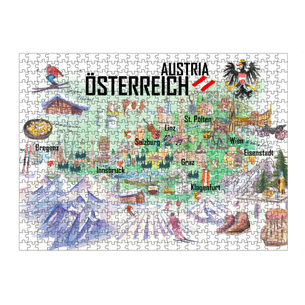Puzzle Ravensburger "Österreich Illustrierte Karte" artboxONE - Reise,Kartografie